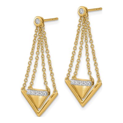 14K Yellow Gold 1/6 ct tw Diamond Triangle Dangle Earrings – view 2