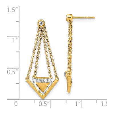 14K Yellow Gold 1/6 ct tw Diamond Triangle Dangle Earrings – view 4