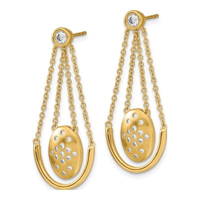 14K Yellow Gold 1/3 ct tw Diamond Oval Dangle Earrings – view 2