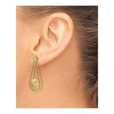 14K Yellow Gold 1/3 ct tw Diamond Oval Dangle Earrings – view 3