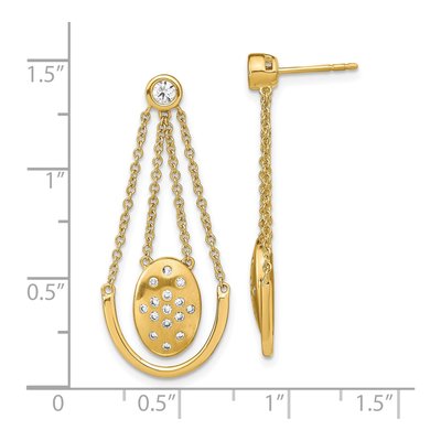 14K Yellow Gold 1/3 ct tw Diamond Oval Dangle Earrings – view 4