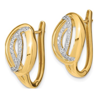 14K Yellow Gold 1/3 ct tw 21mm Diamond Huggie Hoop Earrings – view 2