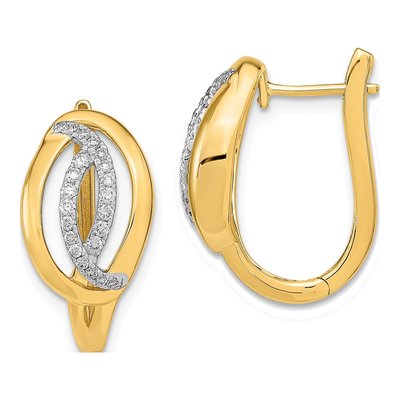 14K Yellow Gold 1/3 ct tw 21mm Diamond Huggie Hoop Earrings
