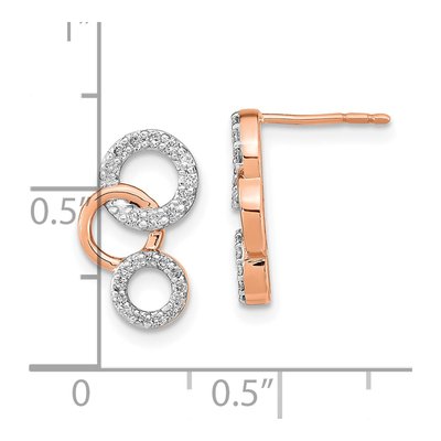 14k Rose Gold Diamond Circles Drop Earrings – view 4