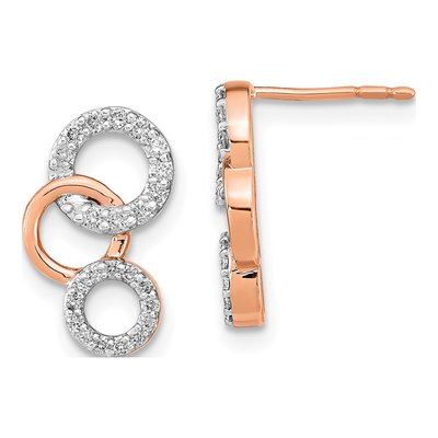 14K Rose Gold 1/4 ct tw Diamond Circles Dangle Earrings