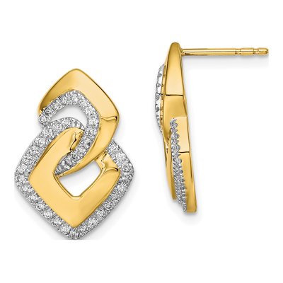 14K Yellow Gold 1/3 ct tw Diamond Fancy Dangle Earrings