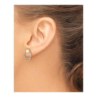 14K Yellow Gold 1/5 ct tw 5mm Round Opal & Diamond Circle Stud Earrings – view 3