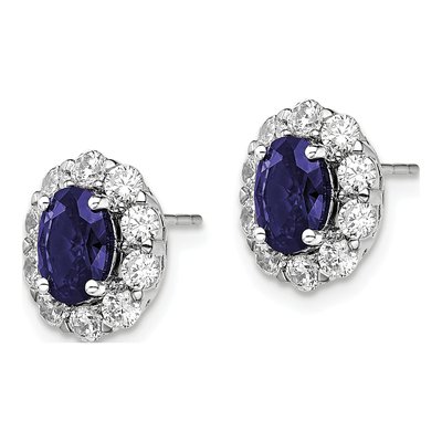 14k White Gold Lab-Grown Diamond & Lab-Created Sapphire Halo Earrings – view 2