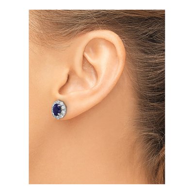 14k White Gold Lab-Grown Diamond & Lab-Created Sapphire Halo Earrings – view 3