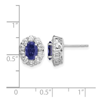 14k White Gold Lab-Grown Diamond & Lab-Created Sapphire Halo Earrings – view 4