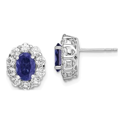 14k White Gold Lab-Grown Diamond & Lab-Created Sapphire Halo Earrings