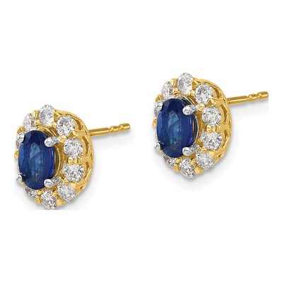 14K Yellow Gold 3/4 ct tw Sapphire & Diamond Oval Halo Stud Earrings – view 3