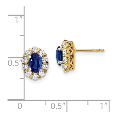 14K Yellow Gold 3/4 ct tw Sapphire & Diamond Oval Halo Stud Earrings – view 5