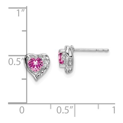 14K White Gold 4mm Diamond Heart Stud Earrings – view 2