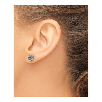 14K White Gold 4mm Mystic Fire Topaz & Diamond Heart Stud Earrings – view 3