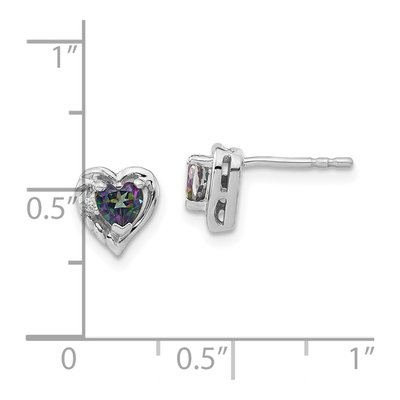 14K White Gold 4mm Mystic Fire Topaz & Diamond Heart Stud Earrings – view 4