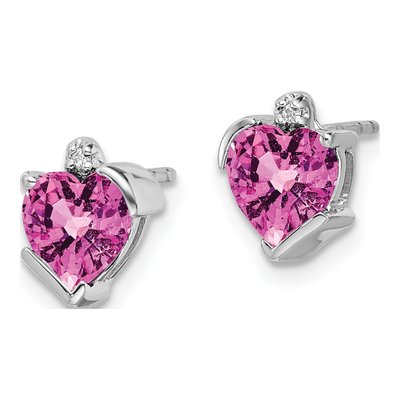 14K White Gold 1mm Round Diamond Heart Stud Earrings – view 2