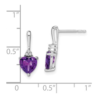 10K White Gold Amethyst & Diamond Heart Dangle Earrings – view 4