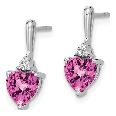 14K White Gold Diamond Heart Dangle Earrings – view 2