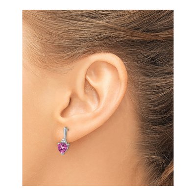 14K White Gold Diamond Heart Dangle Earrings – view 3