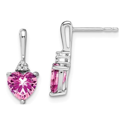14K White Gold Diamond Heart Dangle Earrings