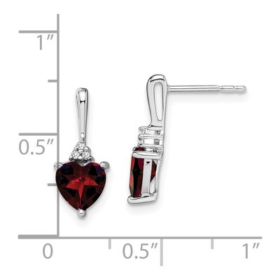 14K White Gold Garnet & Diamond Heart Dangle Earrings – view 4