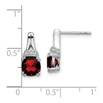 10K White Gold 1/15 ct tw Garnet & Diamond Cushion Dangle Earrings – view 4