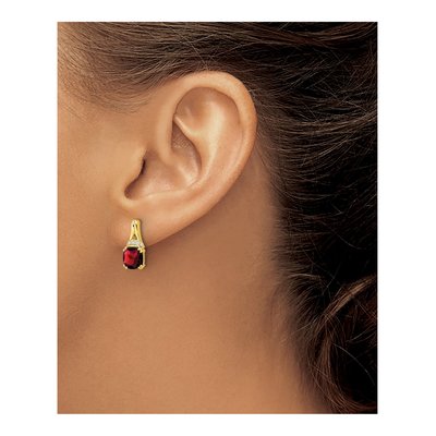 10K Yellow Gold 1/15 ct tw Garnet & Diamond Cushion Dangle Earrings – view 3