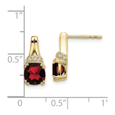 10K Yellow Gold 1/15 ct tw Garnet & Diamond Cushion Dangle Earrings – view 4