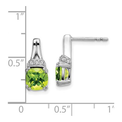 14K White Gold 1/15 ct tw Peridot & Diamond Cushion Dangle Earrings – view 4