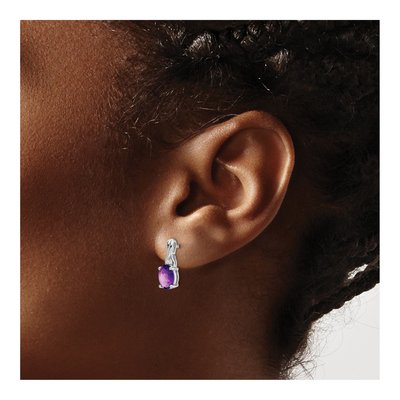 14K White Gold Amethyst & Diamond Oval Dangle Earrings – view 3