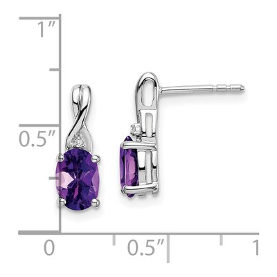 14K White Gold Amethyst & Diamond Oval Dangle Earrings – view 4