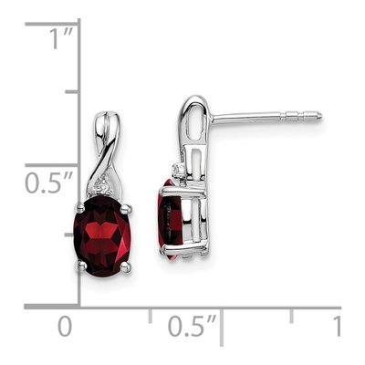 14K White Gold Garnet & Diamond Oval Dangle Earrings – view 4