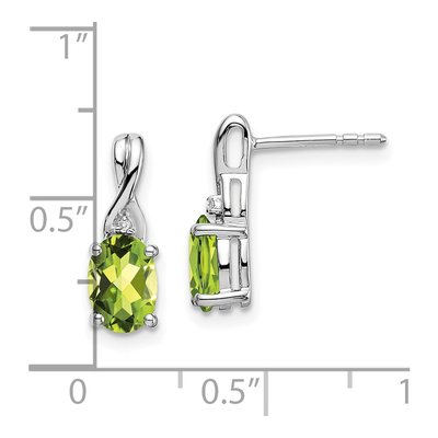 14K White Gold Peridot & Diamond Oval Dangle Earrings – view 4