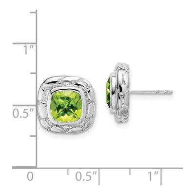 Sterling Silver 7mm Cushion Peridot Button Stud Earrings – view 5