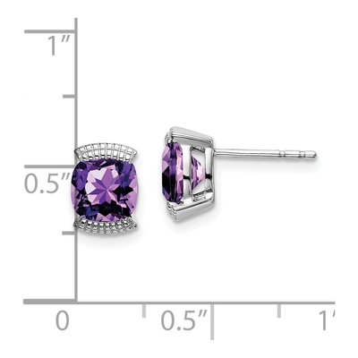 14K White Gold 6mm Amethyst Cushion Stud Earrings – view 4