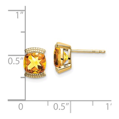 14K Yellow Gold 6mm Citrine Cushion Stud Earrings – view 4