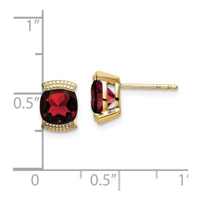14K Yellow Gold 6mm Garnet Cushion Stud Earrings – view 4