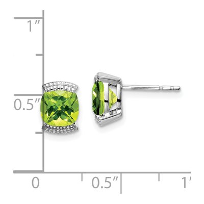 14K White Gold 6mm Peridot Cushion Stud Earrings – view 4