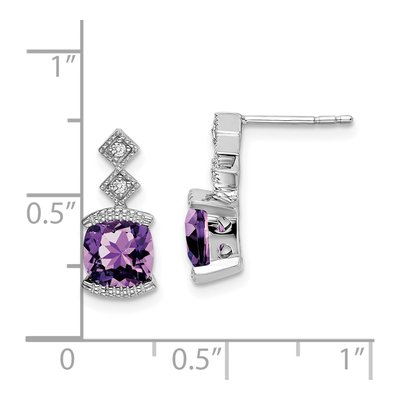 14K White Gold Amethyst & Diamond Cushion Dangle Earrings – view 4