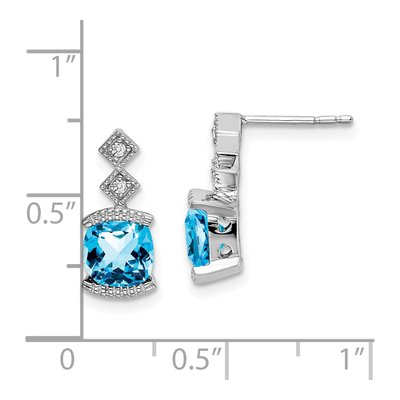 14K White Gold Swiss Blue Topaz & Diamond Dangle Earrings – view 4