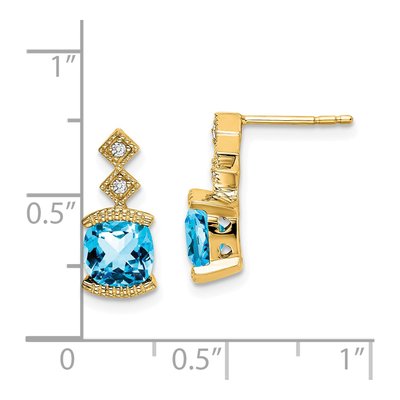 14K Yellow Gold Swiss Blue Topaz & Diamond Dangle Earrings – view 4