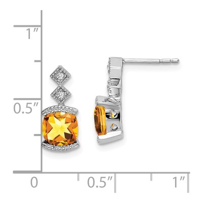 14K White Gold Citrine & Diamond Cushion Dangle Earrings – view 4