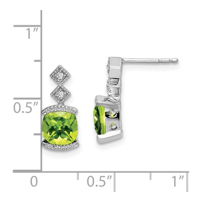 14K White Gold Peridot & Diamond Cushion Dangle Earrings – view 4