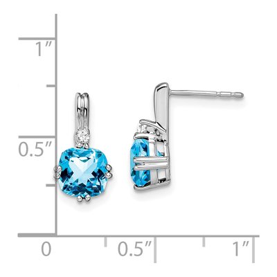 14K White Gold Swiss Blue Topaz & Diamond Dangle Earrings – view 4