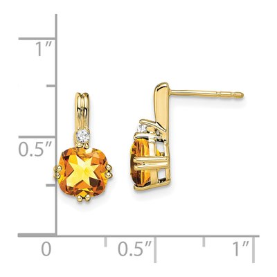 10K Yellow Gold Citrine & Diamond Cushion Dangle Earrings – view 5