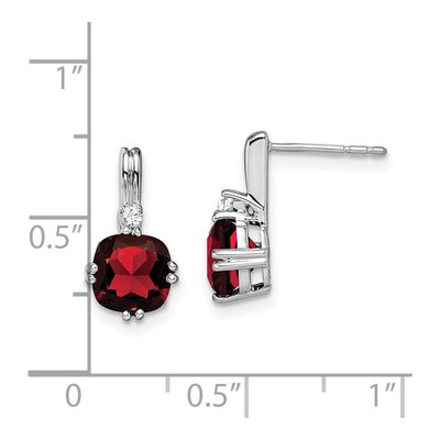 14K White Gold Garnet & Diamond Cushion Dangle Earrings – view 4