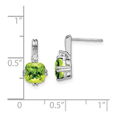 14K White Gold Peridot & Diamond Cushion Dangle Earrings – view 4