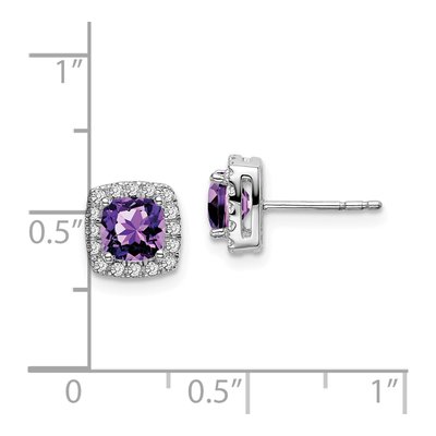 14K White Gold 0.19 ct tw 5mm Cushion Amethyst & Diamond Halo Stud Earrings – view 4