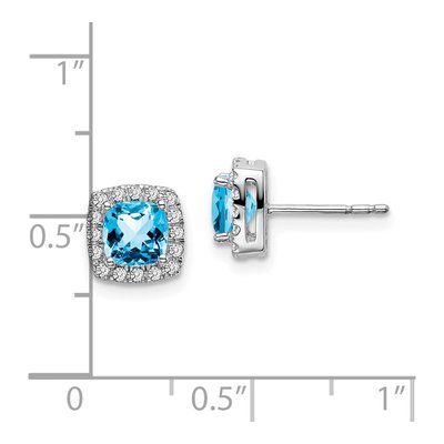 14K White Gold 0.19 ct tw 5mm Cushion Swiss Blue Topaz & Diamond Halo Stud Earrings – view 4
